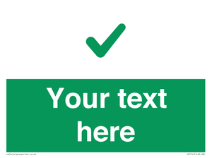 Custom green background, green tick sign